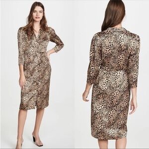 Rebecca Taylor Lynx Hammered Silk Dress with a leopard print size - 8